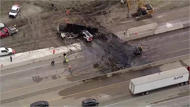 Big Rig Carrying Avocados Crashes, Catches Fire On I-35E Big Rig Carrying Avocados Crashes, Catches Fire On I-35E